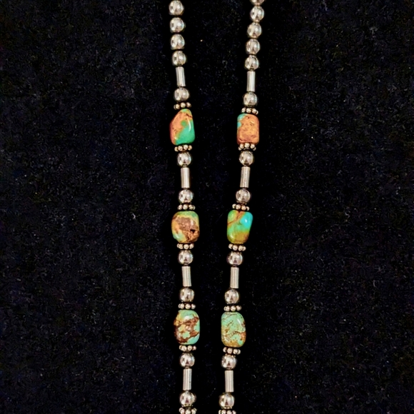 QT Sterling Silver & Turquoise Tassel Necklace – Adjustable 17″–21″ – 24.16g - Picture 5 of 6